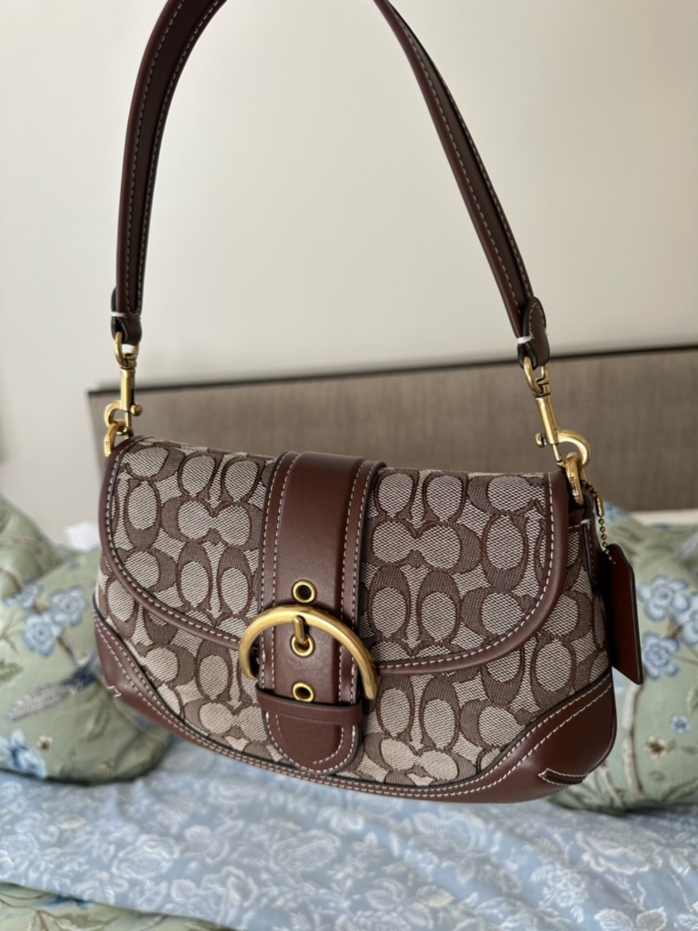 Coach SoHo Flap Bag Limited Re-edition Brown Signature-Print with Gold Buckle - Picture 7 of 16